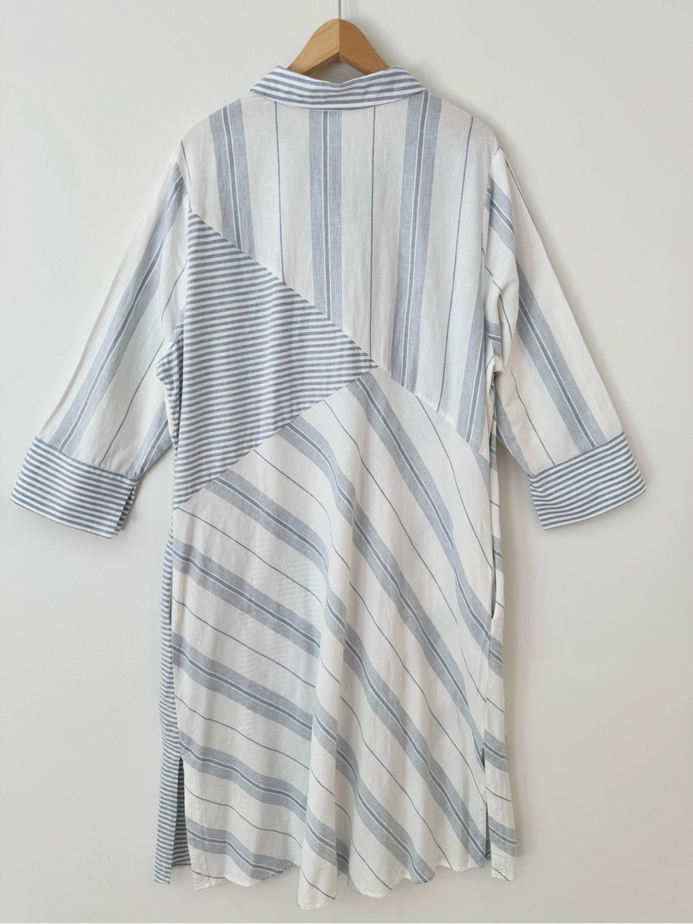 Soft Surroundings Seaport Linen Blue and White Striped Midi Shirt Dress, Size 2X - Picture 5 of 15